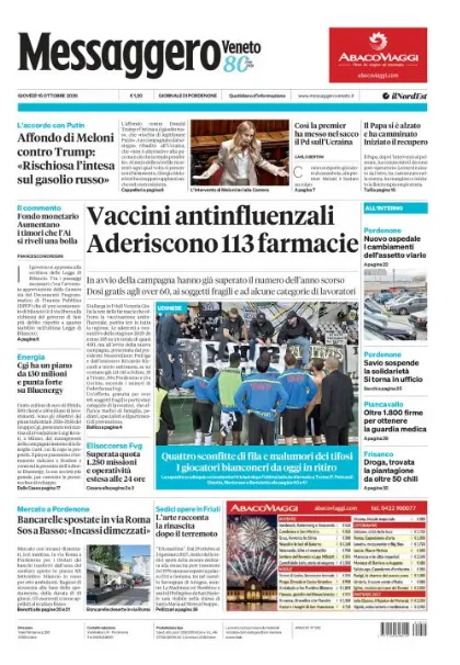 Prima pagina Messaggero Veneto | Pordenone