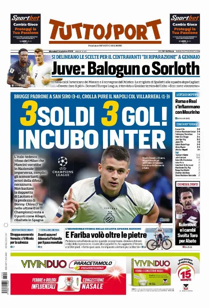 Prima pagina Tuttosport