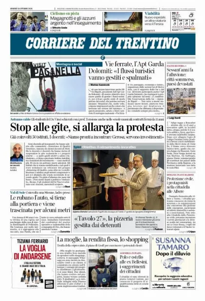 Prima pagina Corriere del Trentino