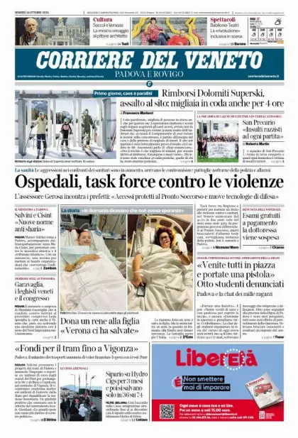 Prima pagina Corriere del Veneto | Padova e Rovigo