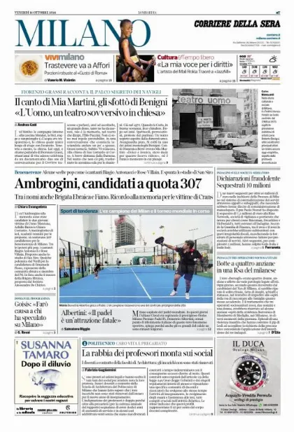 Prima pagina Corriere della Sera | Milano