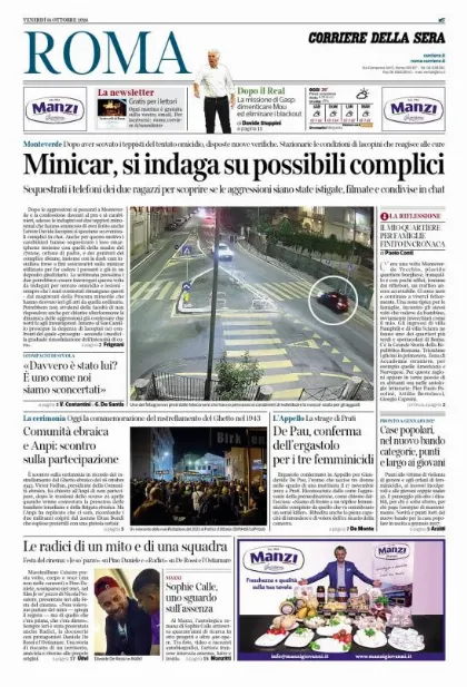 Prima pagina Corriere della Sera | Roma