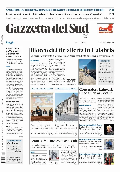 Prima pagina Gazzetta del Sud | Reggio Calabria