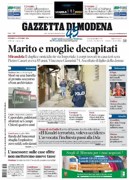 Prima pagina Gazzetta di Modena