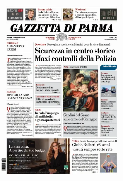 Prima pagina Gazzetta di Parma