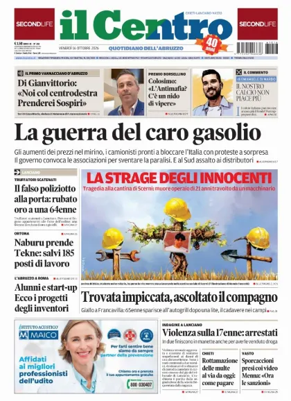 Prima pagina Il Centro | Chieti