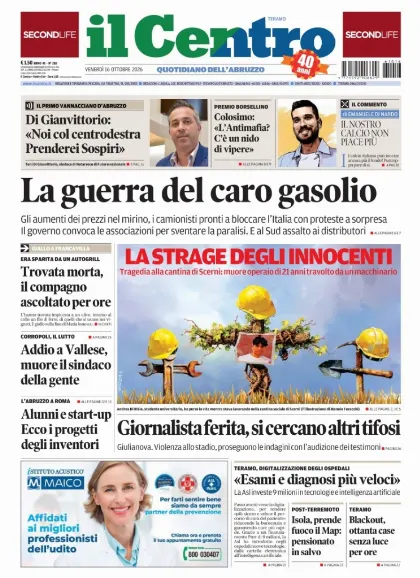 Prima pagina Il Centro | Teramo