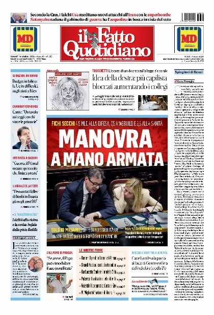 Prima pagina Il Fatto Quotidiano