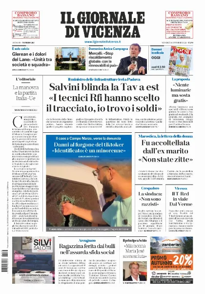 Prima pagina Il Giornale di Vicenza