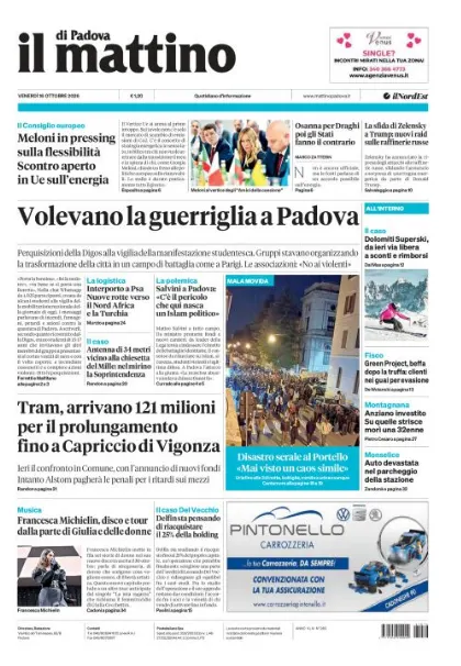 Prima pagina Il Mattino di Padova | Padova