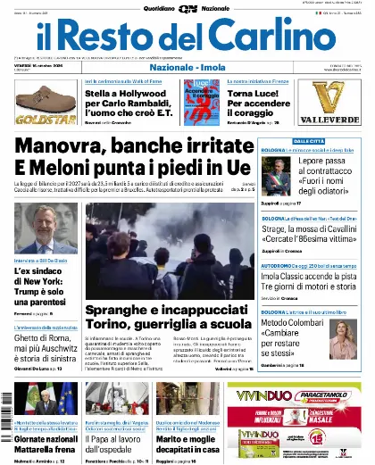 Prima pagina Il Resto del Carlino