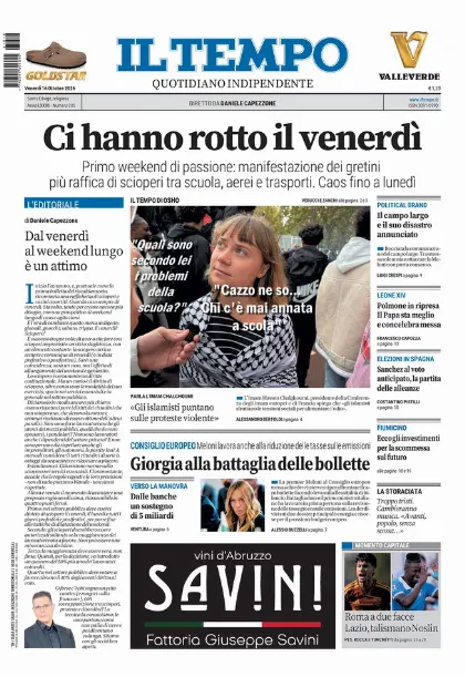 Prima pagina Il Tempo