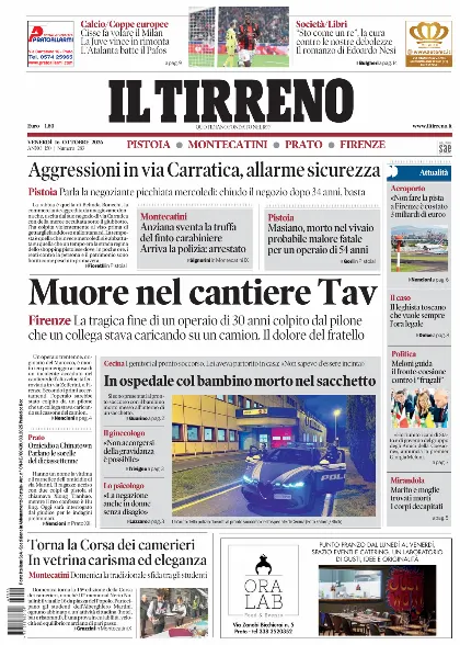 Prima pagina Il Tirreno