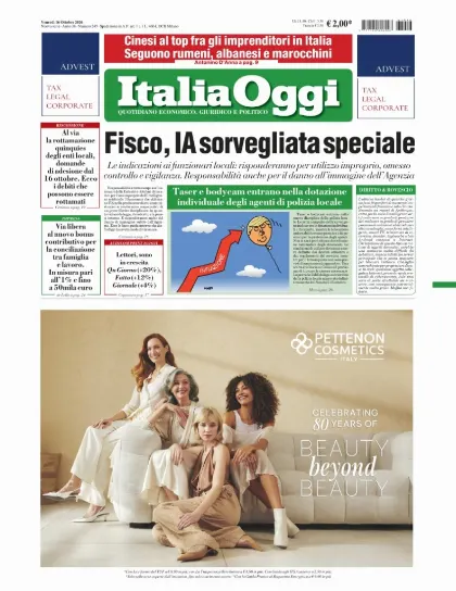 Prima pagina ItaliaOggi