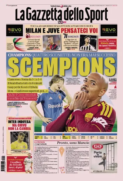 Prima pagina La Gazzetta dello Sport