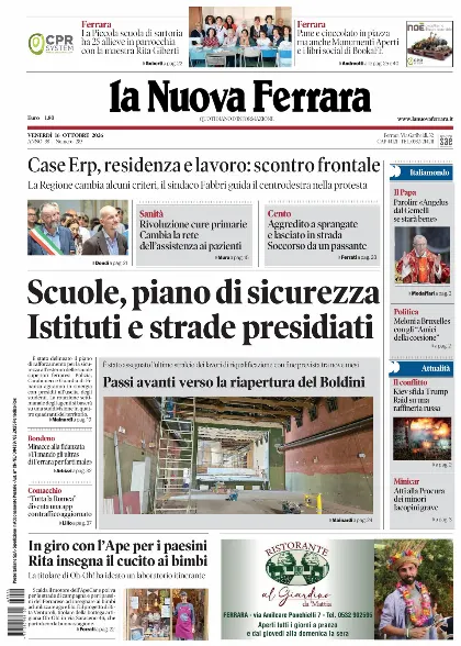 Prima pagina La Nuova Ferrara