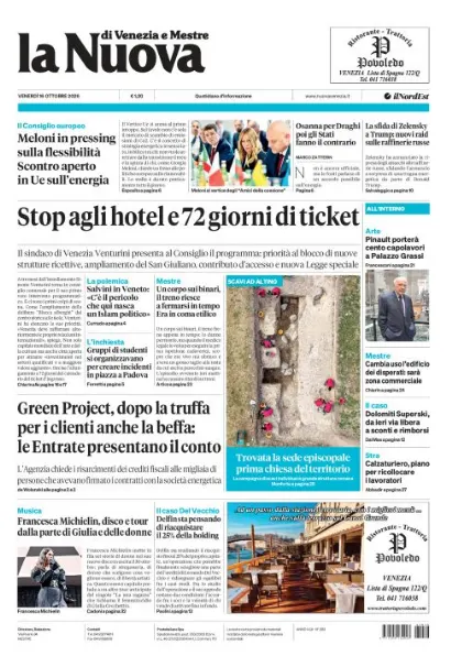 Prima pagina La Nuova di Venezia e Mestre | Venezia e Mestre