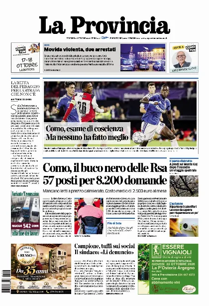 Prima pagina La Provincia