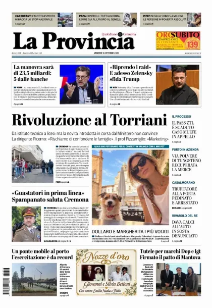 Prima pagina La Provincia