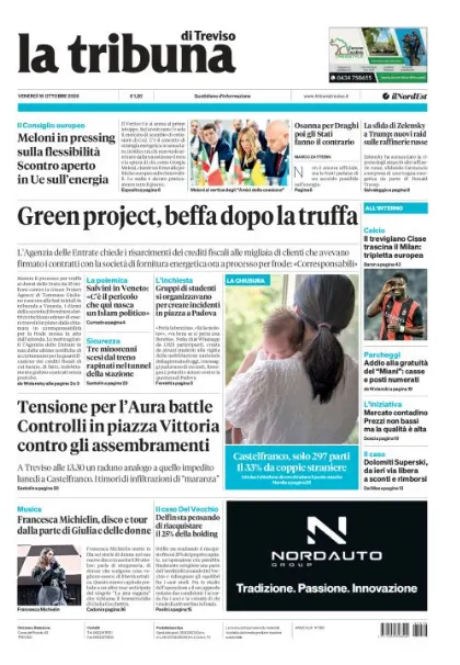 Prima pagina La Tribuna di Treviso | Treviso