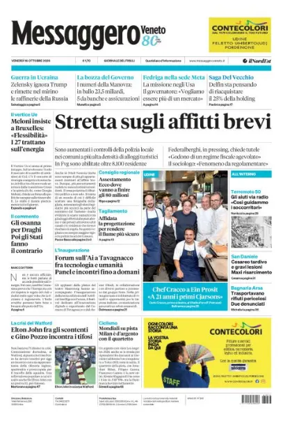 Prima pagina Messaggero Veneto | Udine