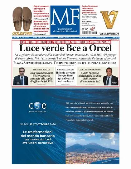 Prima pagina MF Milano Finanza