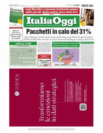 Prima pagina ItaliaOggi