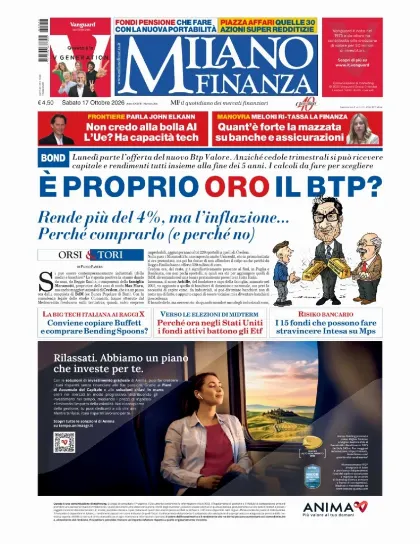 Prima pagina MF Milano Finanza