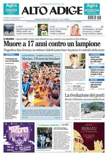 Prima pagina Alto Adige