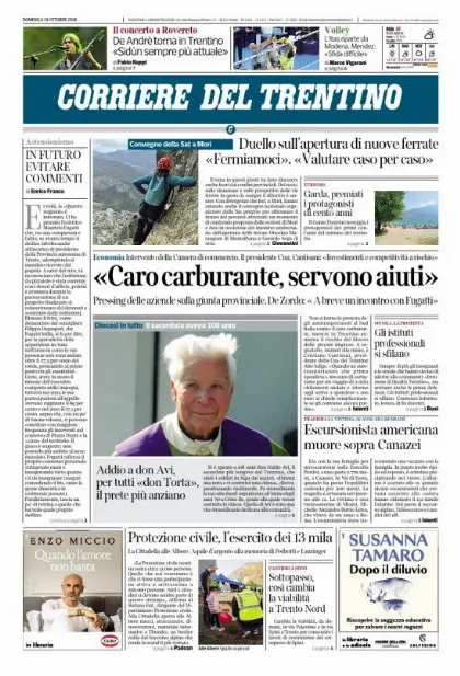 Prima pagina Corriere del Trentino