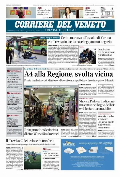 Prima pagina Corriere del Veneto | Treviso e Belluno