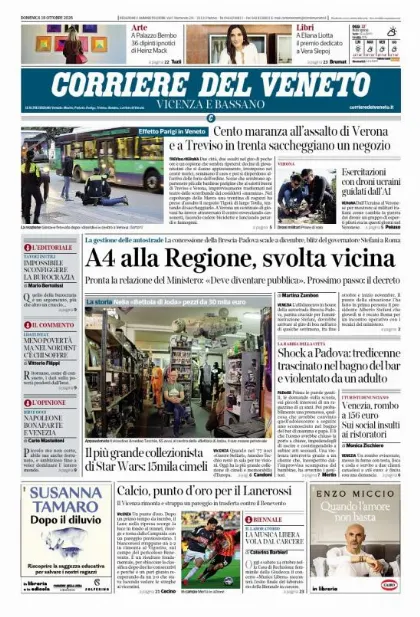 Prima pagina Corriere del Veneto | Vicenza e Bassano