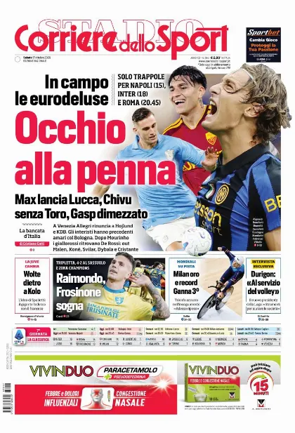 Prima pagina Corriere dello Sport - Stadio