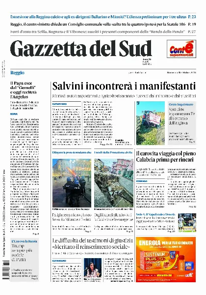 Prima pagina Gazzetta del Sud | Reggio Calabria