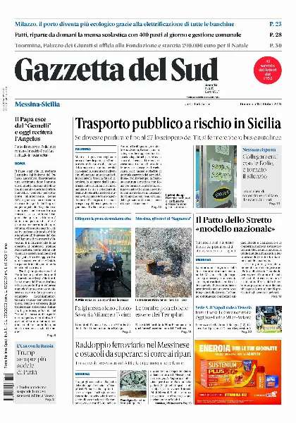 Prima pagina Gazzetta del Sud