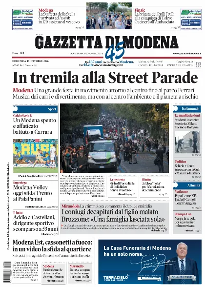 Prima pagina Gazzetta di Modena