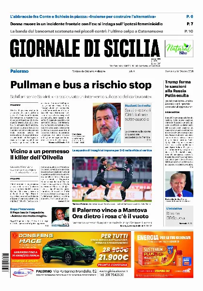 Prima pagina Giornale di Sicilia