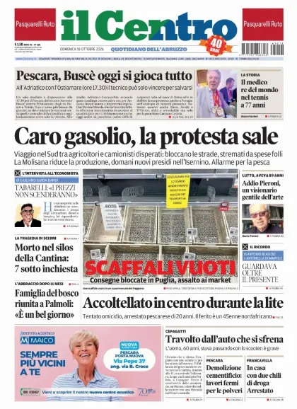 Prima pagina Il Centro | Pescara