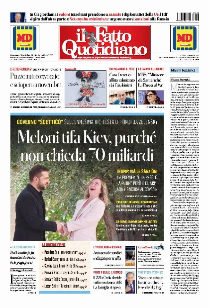 Prima pagina Il Fatto Quotidiano