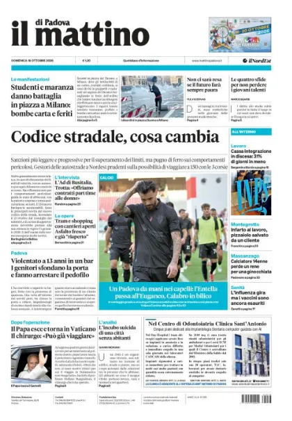 Prima pagina Il Mattino di Padova | Padova