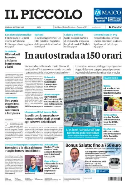 Prima pagina Il Piccolo | Gorizia e Monfalcone