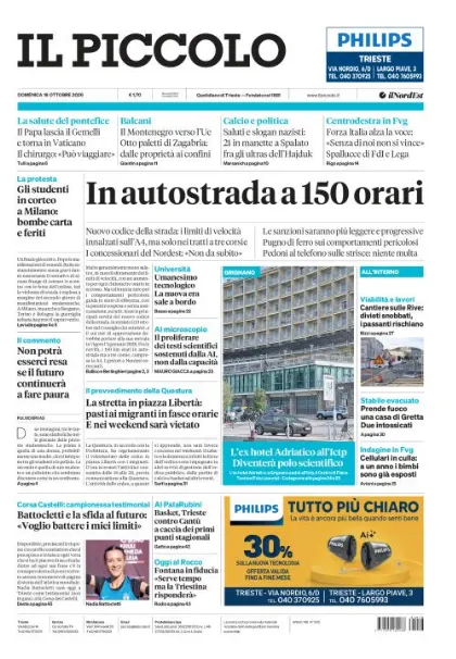 Prima pagina Il Piccolo | Trieste