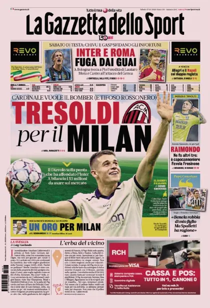 Prima pagina La Gazzetta dello Sport