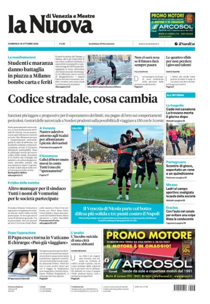 Prima pagina La Nuova di Venezia e Mestre | Venezia e Mestre