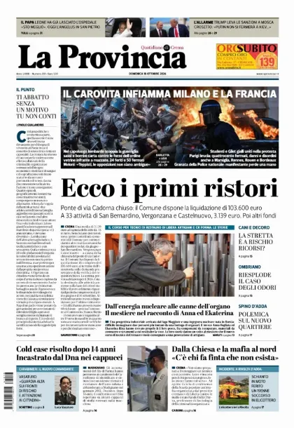 Prima pagina La Provincia | Crema