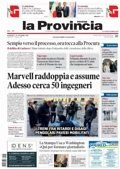 Prima pagina La Provincia Pavese