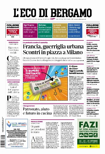 Prima pagina L'Eco di Bergamo