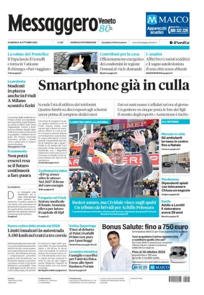 Prima pagina Messaggero Veneto | Pordenone