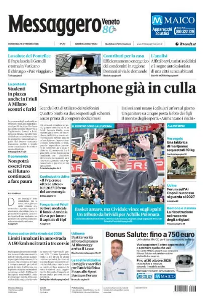 Prima pagina Messaggero Veneto | Udine
