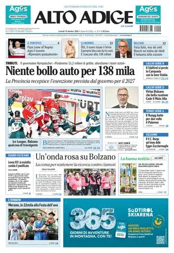 Prima pagina Alto Adige